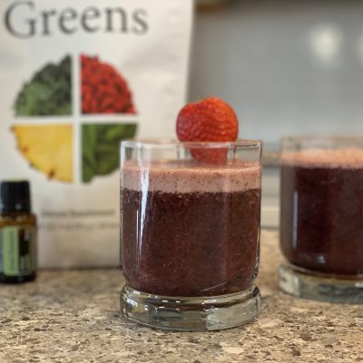 doterra greens berry smoothie in glass